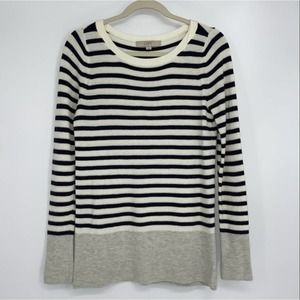 LOFT BLACK & WHITE STRIPED SOFT PULLOVER SWEATER TOP SMALL